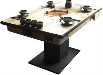 火鍋店中式風（fēng）格實木燃氣灶（zào）火鍋桌