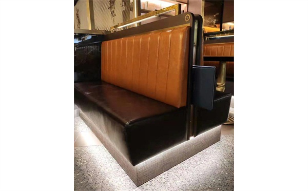 定製西餐廳複古真皮雙麵卡座沙發