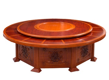 酒店宴會廳（tīng）中式實木古典電（diàn）動（dòng）餐桌轉盤大圓桌子