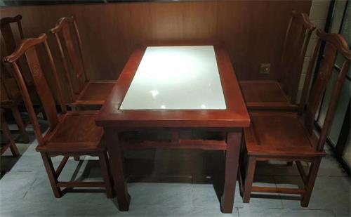 中（zhōng）餐廳（tīng）中式餐桌椅_湘菜川菜館（guǎn）實（shí）木複古桌椅（長條桌）
