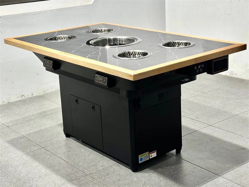 自助餐廳(tīng)一人一鍋無煙小火(huǒ)鍋烤肉一體桌
