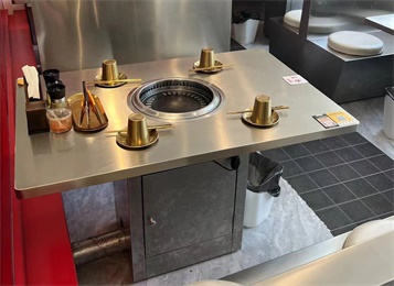 韓式烤肉店炭火烤（kǎo）肉不鏽鋼無煙烤肉（ròu）桌