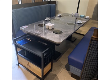 自（zì）助（zhù）火鍋店6人位大理石電磁爐（lú）小火鍋餐桌