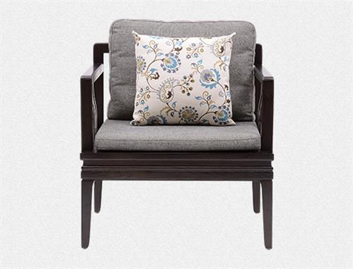 新中式水曲柳 實木沙發（fā）古典禪意布（bù）藝茶樓椅